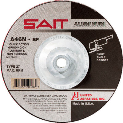 United Abrasives - Sait 20088 Depressed Center Wheel T27 A46N 7"X 1/4"X 5/8-11" Aluminum Oxide - Pkg Qty 10