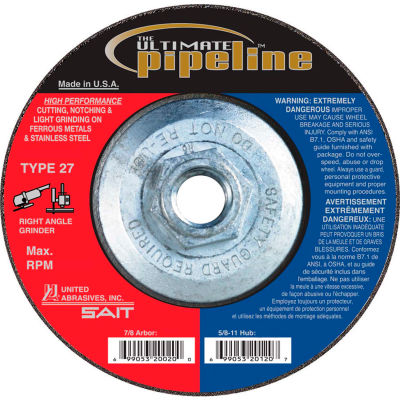 United Abrasives - Sait 20135 Depressed Center Wheel T27 7-1/2"x 1/8" x 5/8-11" Proprietary Grain - Pkg Qty 10