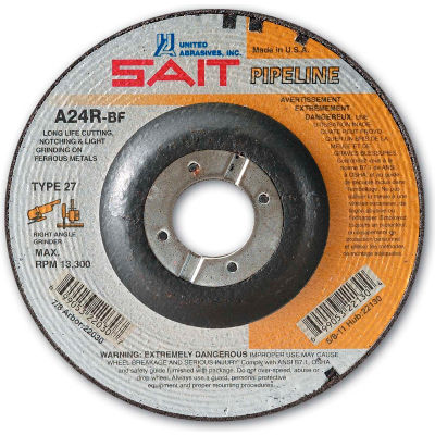 United Abrasives - Sait 22030 Depressed Center Wheel T27 4-1/2"x 1/8" x 7/8" 24 Grit Alum. Oxide - Pkg Qty 25