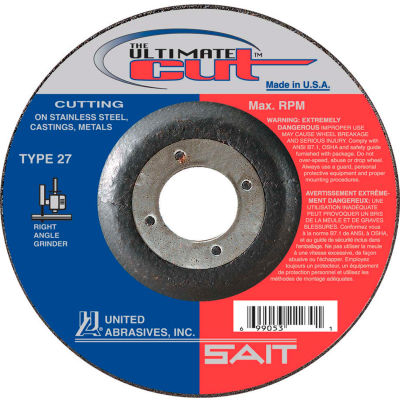 United Abrasives - Sait 22385 Depressed Center Wheel T27 Ultimate Cut 5"x .045" x 7/8" Blended - Pkg Qty 50