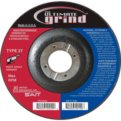United Abrasives - Sait 22419 Depressed Center Wheel T27 9"x 1/4" x 7/8" Proprietary Grain - Pkg Qty 25