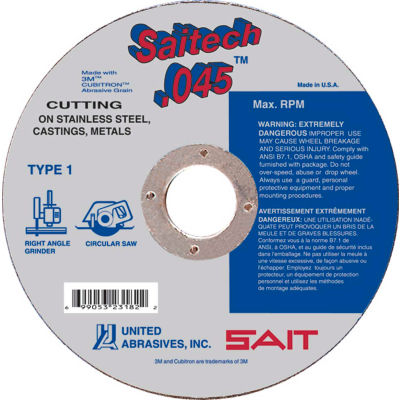 United Abrasives - Sait 23182 Cut Off Wheel Type 1 Saitech 6" x .045" x