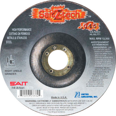 United Abrasives - Sait 23337 Depressed Center Wheel T1 Z-TECH 7"x .045" x 7/8" Zirconium - Pkg Qty 50