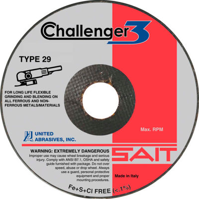 United Abrasives - Sait 27615 Challenger III Grinding Wheel Type 29 5 " x 1/8 " x 7/8" 36 Grit - Pkg Qty 10