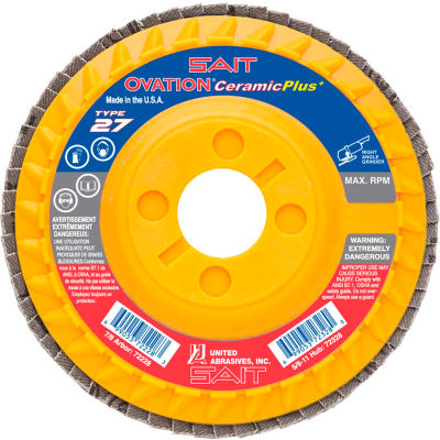 United Abrasives - Sait 72227 Ovation Attacker Flap Disc T27 5"x 7/8" 40 Grit Ceramic - Pkg Qty 10