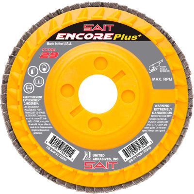 United Abrasives - Sait 72245 Encore Flap Disc Type 29 5 " x 7/8" 40 Grit Zirconium - Pkg Qty 10