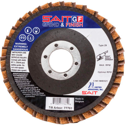United Abrasives - Sait 77721 Grind/Finish Flap Disc T29 4-1/2 " x 7/8" 80 Grit Coated & Non-Woven - Pkg Qty 10