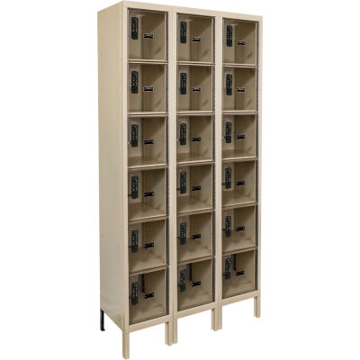 Hallowell UESVP3288 Safety-View Plus Locker w/DigiTech Lock 12x18x12 - 6 Tier 3W Unassembled - Tan