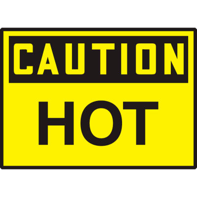 Accuform LCHL675VSP Caution Hot Label, 5"W x 3-1/2"H, Adhesive Vinyl, 5/Pack
