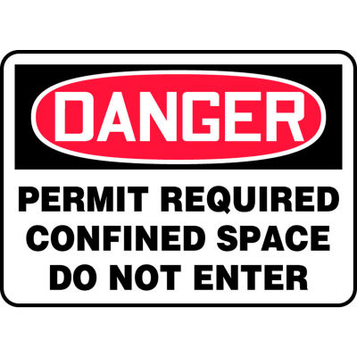 Accuform MCSP058VP Danger Sign, Permit Required Confined Space Do Not Enter, 14"W x 10"H, Plastic