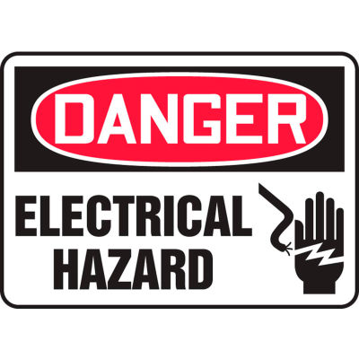 Accuform MELC017VA Danger Sign, Electrical Hazard (Graphic), 10"W x 7"H, Aluminum