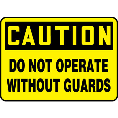 Accuform MEQC720VP Caution Sign, Do Not Operate Without Guards, 10"W x 7"H, Plastic