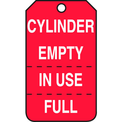 Accuform MGT206CTP Cylinder Empty In Use Full Tag, PF-Cardstock, 25/Pack