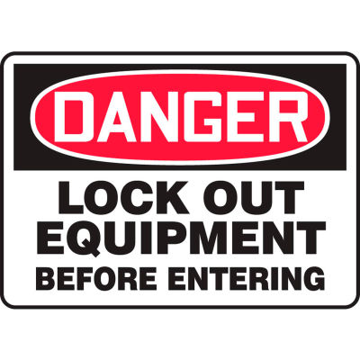 Accuform MLKT015VP Danger Sign, Lockout Equipment Before Entering, 14"W x 10"H, Plastic