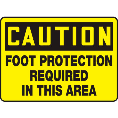 Accuform MPPE408VP Caution Sign, Foot Protection Required In This Area, 10"W x 7"H, Plastic