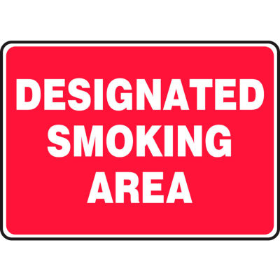 Accuform MSMK404VS Designated Smoking Area Sign, 10"W x 7"H, Adhesive Vinyl