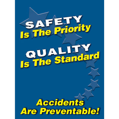 Accuform SP124512L Safety Is The Priority Poster, 17"W x 22"H, Laminated Poly