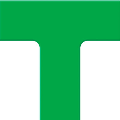 Accuform PTP207GN Tough-Mark™ Heavy-Duty Floor Marking Shape, 6"x6" T-Corner, Green
