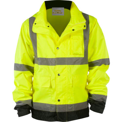 Utility Pro High-Visibility Rain Jacket, ANSI Class 3, 3XL, Yellow/Black