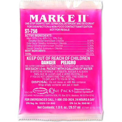 Stearns Mark E II One-Step Disinfectant,Germicidal Detergent/Deodorant- 1 oz. Pks, 144/Case-2309012