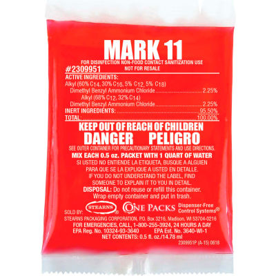 Stearns Mark 11 Disinfectant Cleaner - 0.5 oz Packs, 144 Packs/Case - 2309951