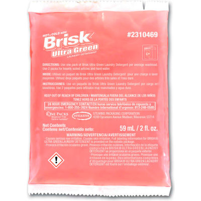 Stearns Brisk Ultra Green Laundry Detergent - 2 oz Packs, 72 Packs/Case - 2310469