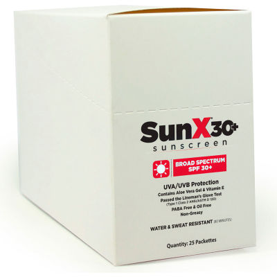CoreTex® Sun X 30 71430 Sunscreen Lotion, SPF 30+, Lotion, Pouch, 25/Box - Pkg Qty 8