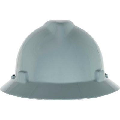 MSA V-Gard® Slotted Full-Brim Hat With 1-Touch Suspension, Gray - Pkg Qty 20