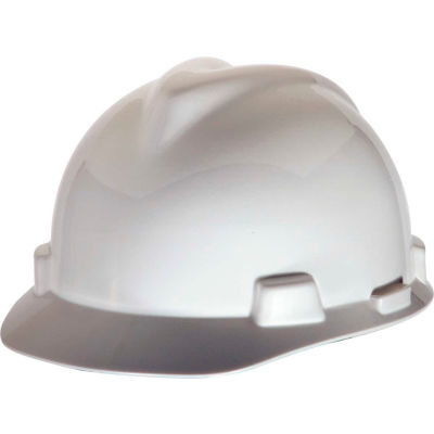 MSA V-Gard® Hard Hats, Front Brim, Staz-On® Pin-Lock Suspension, White, 463942