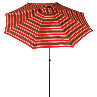 Bliss 9' Market Polyester Outdoor Umbrella, Crank & Tilt, Red Stripe