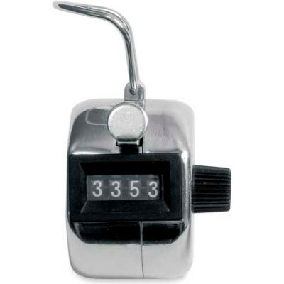 Baumgartens Palm-Sized 4-Digit Tally Counter Silver/Black