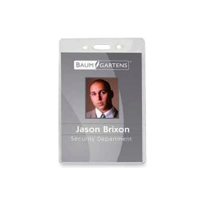 Baumgartens® ID Badge Holder, Vertical, 2-5/8" x 3-7/8", Clear, 50/Pack