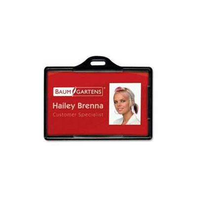 Baumgartens® ID Card Holder, Horizontal, 3-3/8" x 2-1/8", Black, 25/Pack