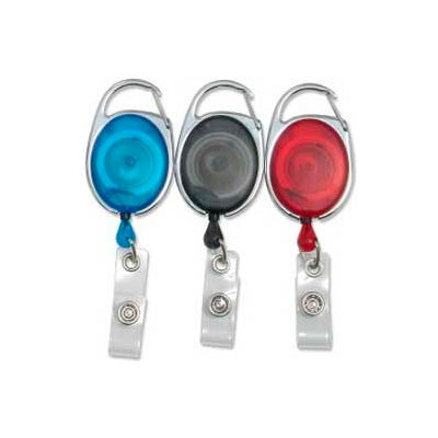 Baumgartens® Quick Clip ID Card Reel, 30" Cord, Black/Blue/Red, 3/Pack
