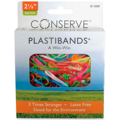 Baumgartens® Latex Free Plastibands, 2-1/8" Length, Assorted Colors, 200/Box