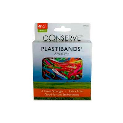 Baumgartens® Latex Free Plastibands, 4-1/4" Length, Assorted Colors, 100/Box