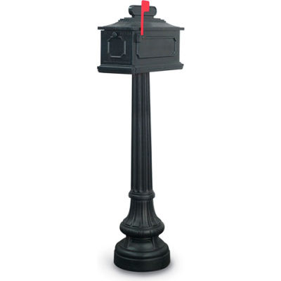 United Visual Products New Hampton Single Residential Mailbox & Post N1021775 - Black