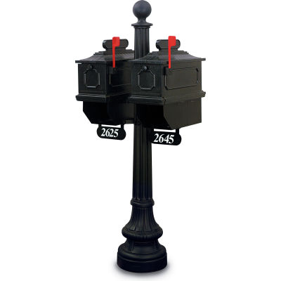 United Visual Products Port Angeles Double Residential Mailbox & Post N1021955 - Black