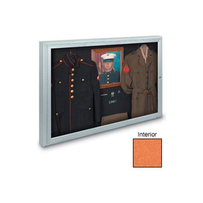 United Visual Products 48"W x 36"H 1-Door Radius Framed Indoor Enclosed Corkboard