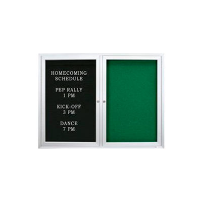 United Visual Products 42"W x 32"H Outdoor Combo Board w/Licorice Vinyl Letterboard & Corkboard