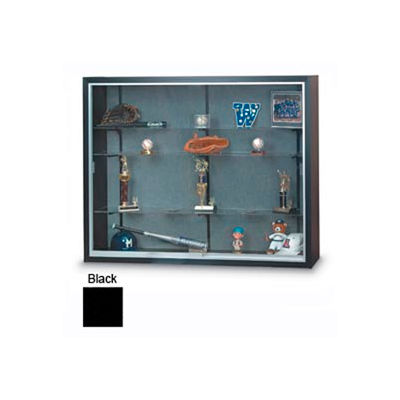 60" x 48" x 8" Black Laminate Display Case w/Three Shelves and Black Interior