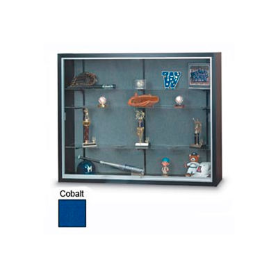72"x48"x8" Black Laminate Display Case w/3 Shelves and Cobalt Accent Interior