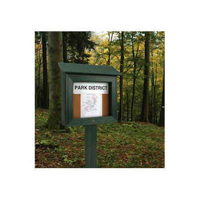 United Visual Products 16"W x 34"H Mini Cork Message Board with Woodland Green Frame