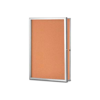 United Visual Products 48"W x 36"H Slim Style Radius Framed Corkboard with Satin Frame