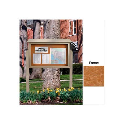United Visual Products 45"W x 30"H Cork Top-Hinged Single Door Message Center with Cedar Frame