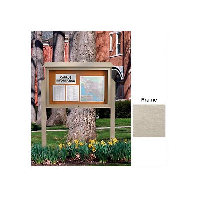 United Visual Products 45"W x 30"H Cork Top-Hinged Single Door Message Center with Light Gray Frame