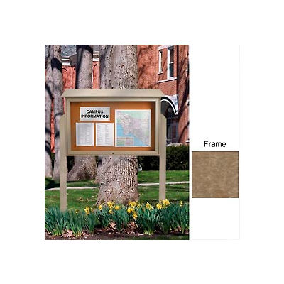 United Visual 45"W x 30"H Cork Top-Hinged Single Door Message Center with Weathered Wood Frame
