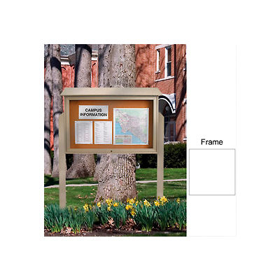 United Visual Products 45"W x 30"H Cork Top-Hinged Single Door Message Center with White Frame