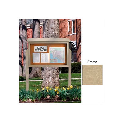 United Visual Products 52"W x 40"H Cork Top-Hinged Single Door Message Center with Sand Frame