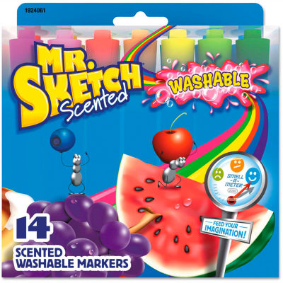 Mr. Sketch® Washable Markers, Chisel, Assorted Colors, 14/Set